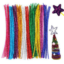 Christmas Pipe Cleaners Glitter Chenille Stems for DIY Craft Christmas Decoration (Red, Green, Gold, Silver)